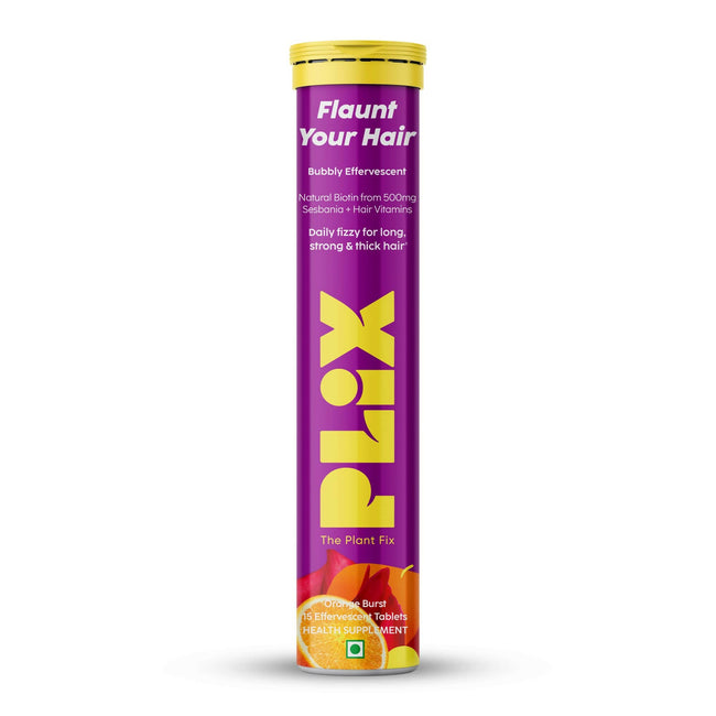 PLIX The Plant Fix Flaunt Your Hair Natural Biotin Effervescent Tablets - Orange Burst Hover Image