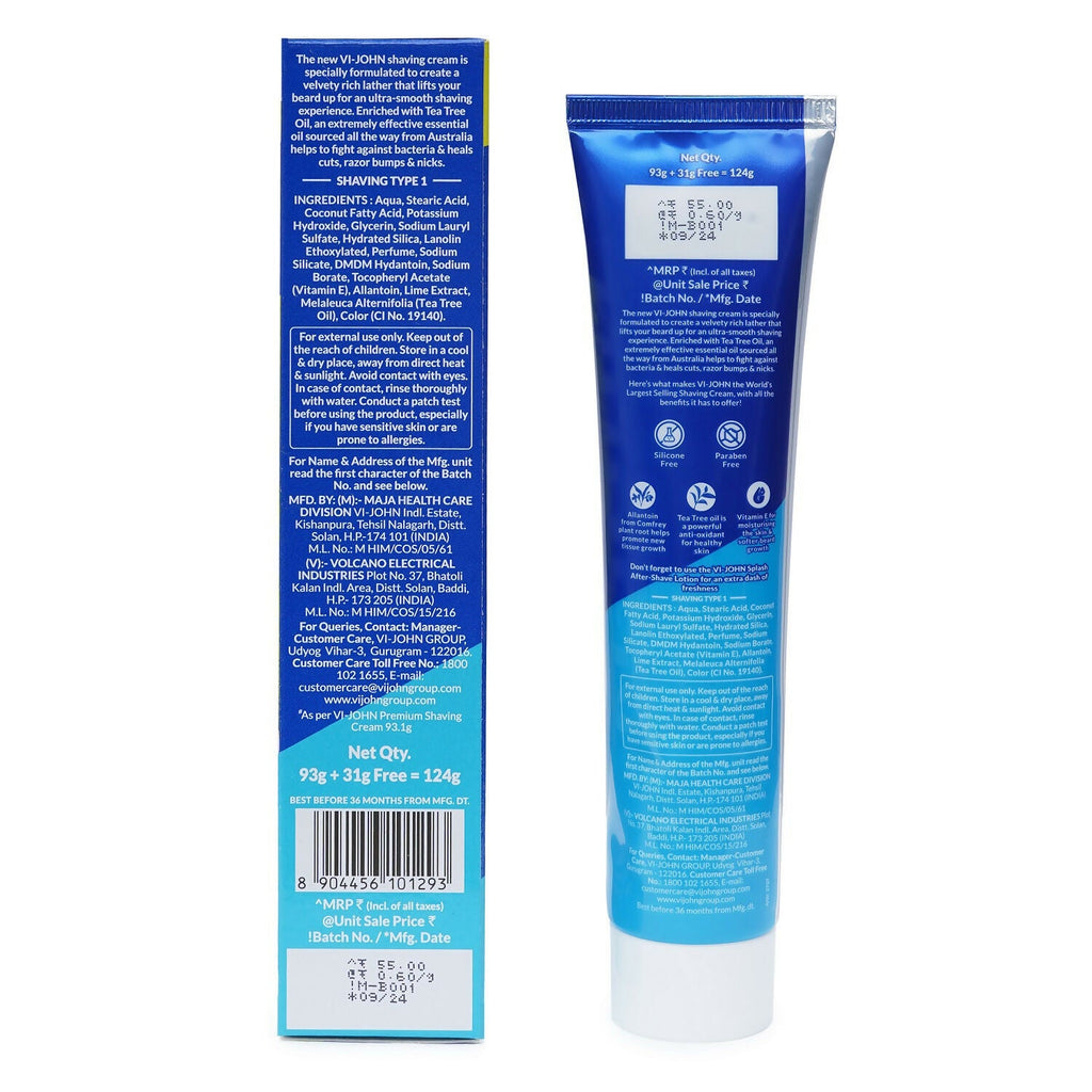 VI-JOHN Dermatologically Tested Vitamin-E enriched Anti Bacterial Lime & Lemon Shaving Cream