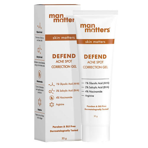 Man Matters Defend Acne Spot Correction Gel For Men, 1% AHA, 2% BHA, 4% Niacinamide