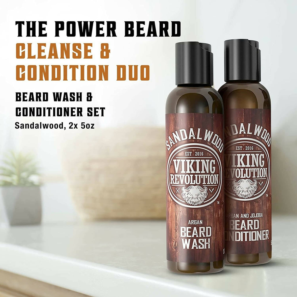 Viking Revolution Sandalwood Beard Wash and Beard Conditioner Combo