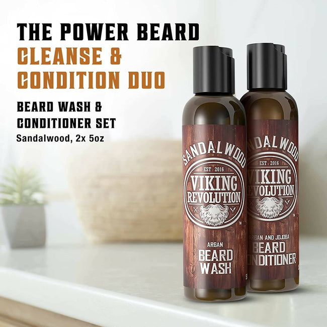 Viking Revolution Sandalwood Beard Wash and Beard Conditioner Combo Main Image