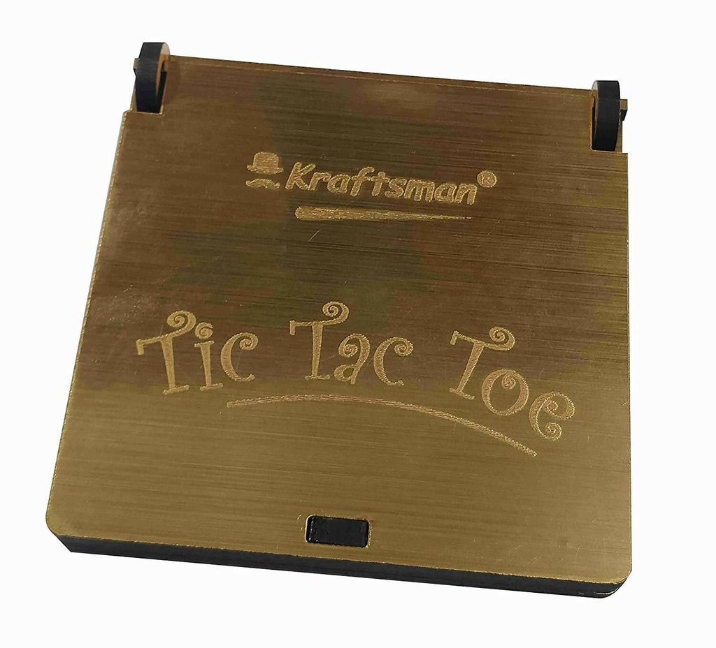 Kraftsman Wooden Tic Tac Toe Portable Game for Kids, Teens and Adults with Golden Mirror Shade Strategy & War Games Board Game