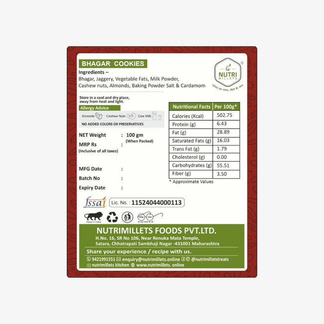 Nutrimillets Bhagar (Varai) Cookies Main Image