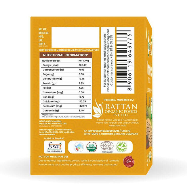 Nutriorg Certified Organic Turmeric Powder Main Image