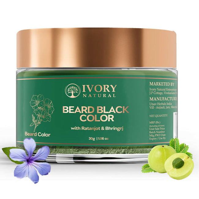 Ivory Natural Beard Black Color Organic - Instant Natural Plant Based Beard Color Powder Hover Image
