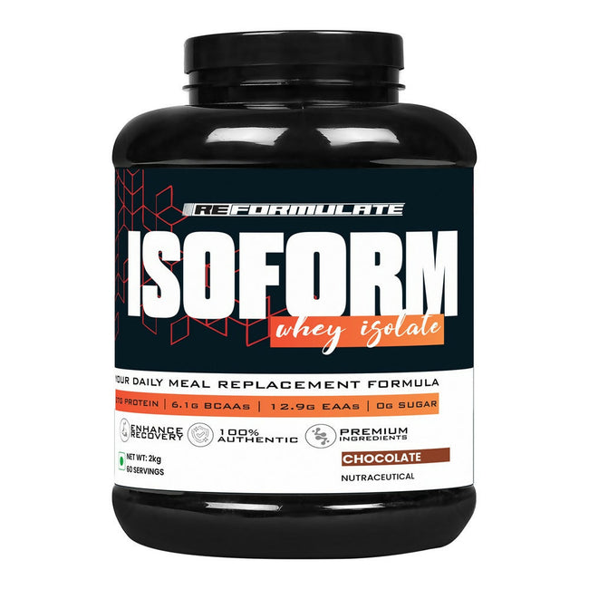 Reformulate I Isoform I Whey Isolate I Your Daily Meal Replacement Formula I 27G Protein | 6.1G BCAA | 12.9G EAA | O g Sugar - Chocolate Hover Image