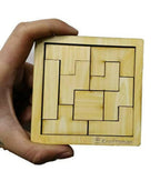 Kraftsman Portable Wooden Tetris Puzzle | 9 Pieces Puzzle 6x6 Board for Kids and Adults | Travel Pouch Included