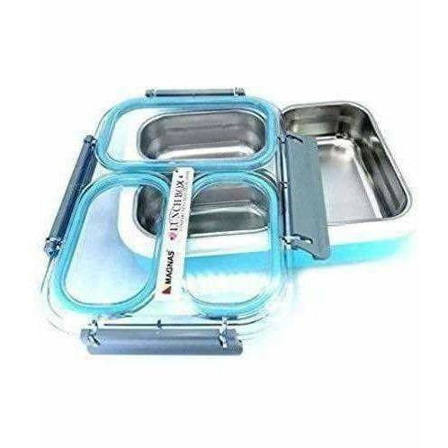 Leak Proof Grid BPA Free 3 Compartments Lunch Box Hover Image