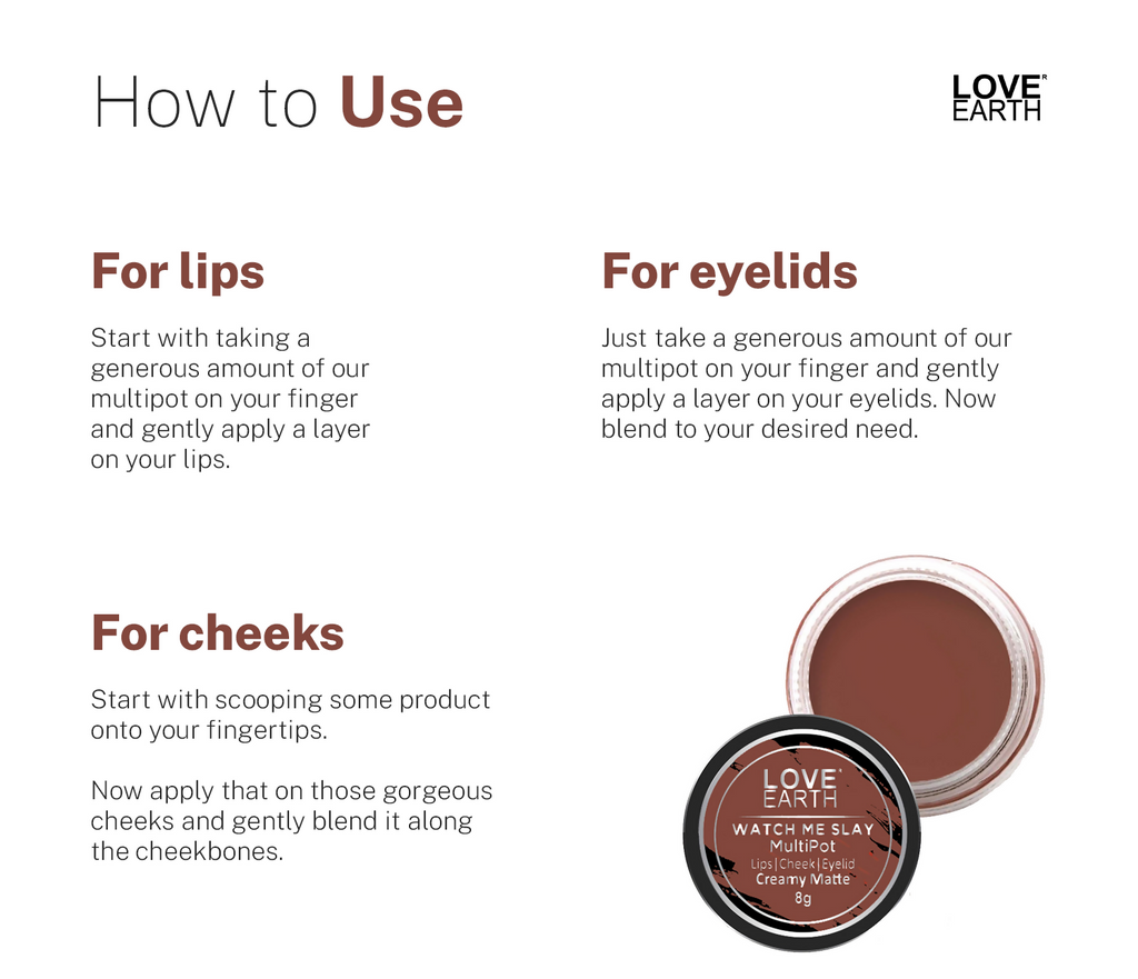 Love Earth Lip Tint & Cheek Tint Multipot Combo (Ruby Pink & Caramel Brown)