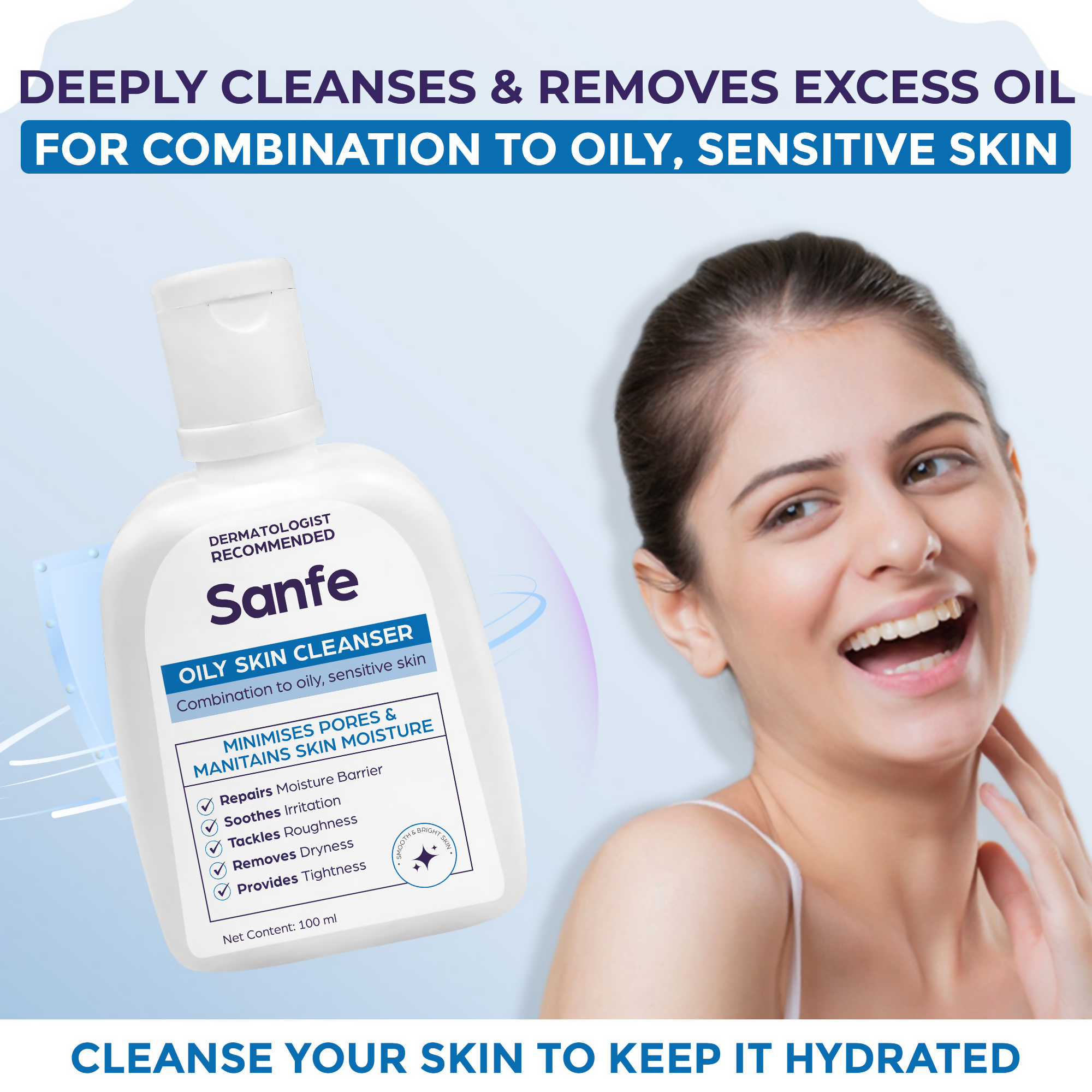 Sanfe Oily Skin Cleanser Minimises Pores & Maintains Skin Moisture cetaphil skin repair Face Wash