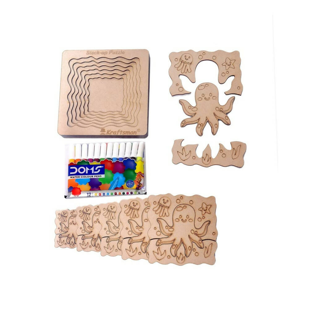 Kraftsman Stack up Puzzles/ Layered Puzzle Octopus Shape for Kids | Color Kit Included | 18 Pieces Puzzle