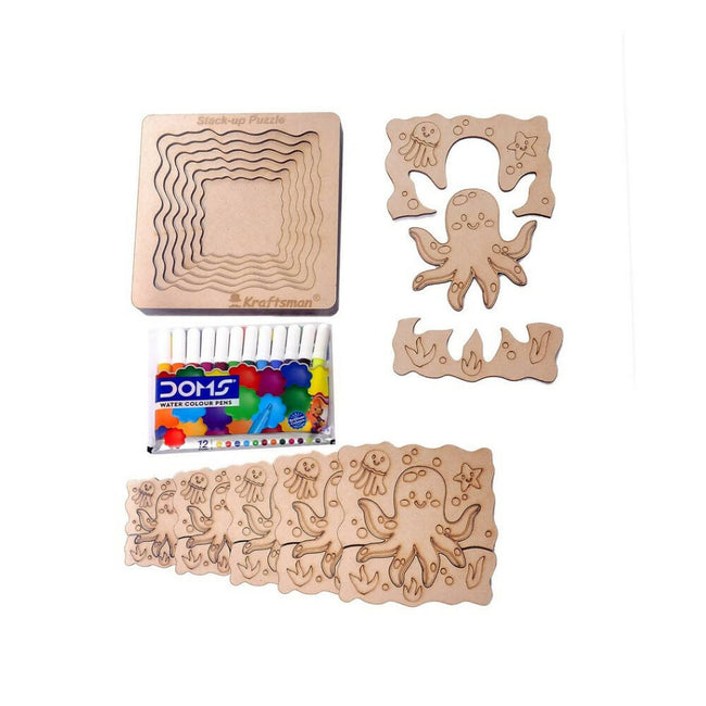 Kraftsman Stack up Puzzles/ Layered Puzzle Octopus Shape for Kids | Color Kit Included | 18 Pieces Puzzle Hover Image