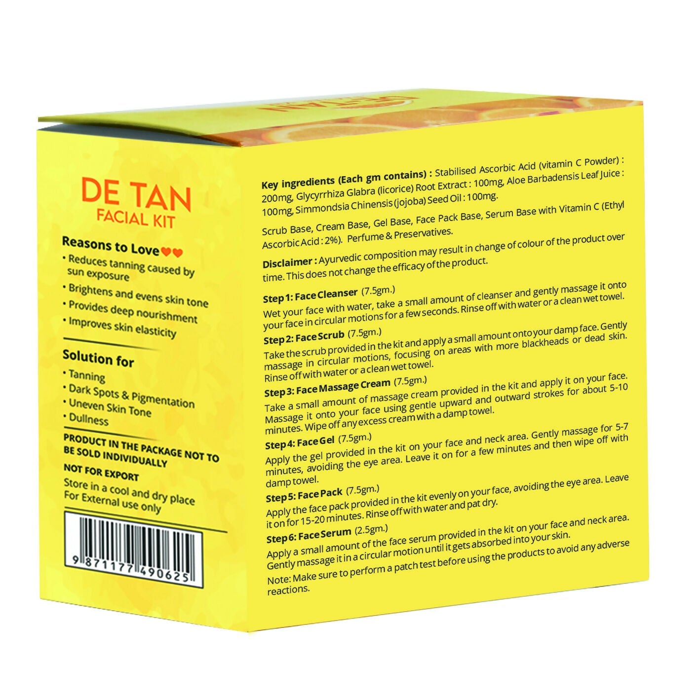 Globus Naturals De-Tan 6 Step Facial Kit