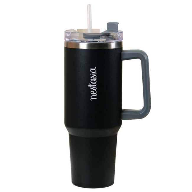 Nestasia Tumbler with Handle Straw & Lid - 1.2L (Black) Hover Image