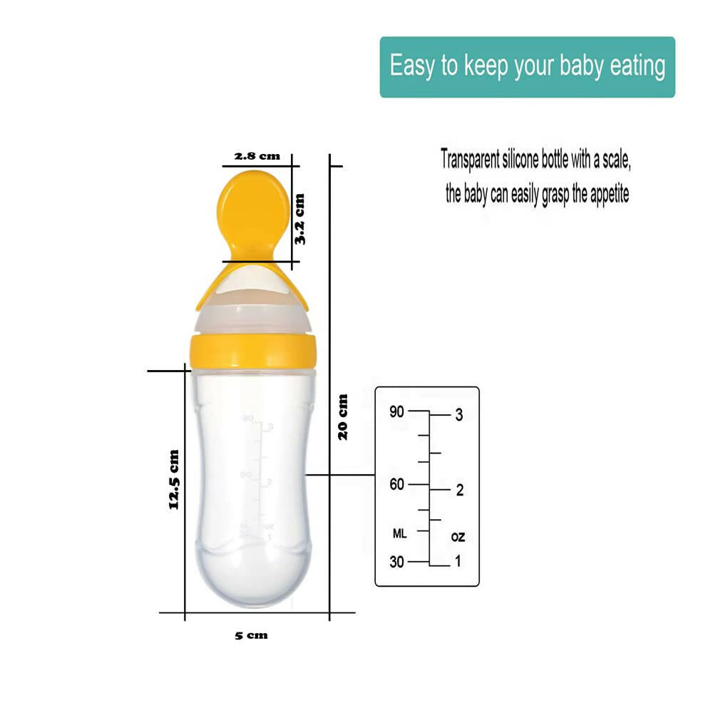Goodmunchkins Silicone Spoon Food Feeder Silicone Bottle for Babies-Yellow