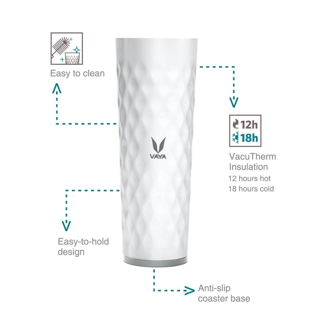 Vaya Drynk Stainless Steel Water Bottle Tumbler for Office - 600ml (White)