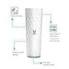 Vaya Drynk Stainless Steel Water Bottle Tumbler for Office - 600ml (White)