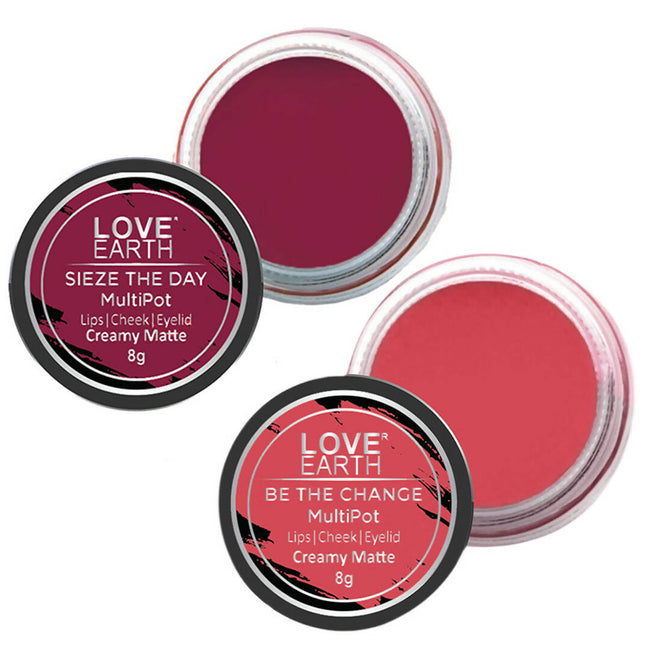 Love Earth Lip Tint & Cheek Tint Multipot Combo (Rose Pink & Raspberry Pink) Hover Image