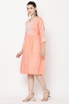 PAVONINE Mustard Color Burfi Design Embroidery Dress For Women