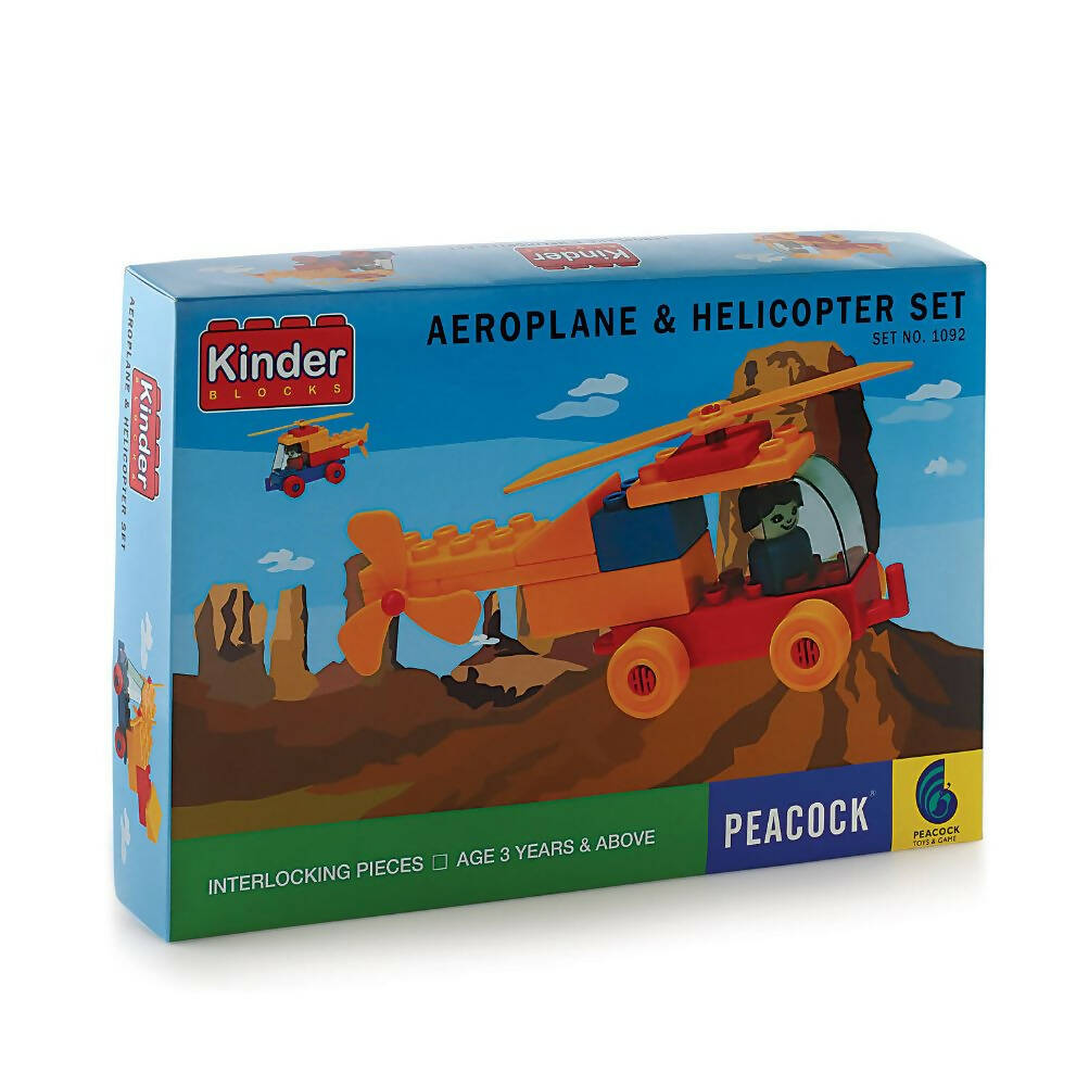 Peacock Learning & Educational Building Interlocking Blocks Set For Kids - Helicopter