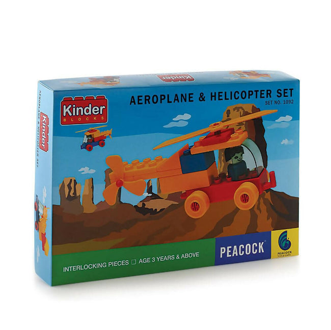 Peacock Learning & Educational Building Interlocking Blocks Set For Kids - Helicopter Hover Image