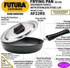 Hawkins Futura Hard Anodised Frying Pan 22 cm Diameter with Lid 1 L (AF22RS)
