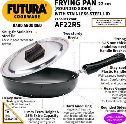 Hawkins Futura Hard Anodised Frying Pan 22 cm Diameter with Lid 1 L (AF22RS) Main Image