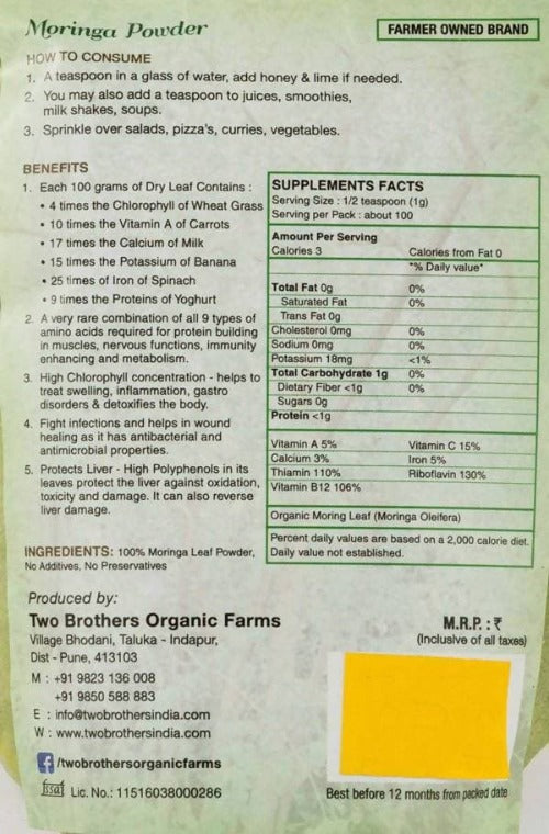 Two Brothers Organic Farms Moringa Powder