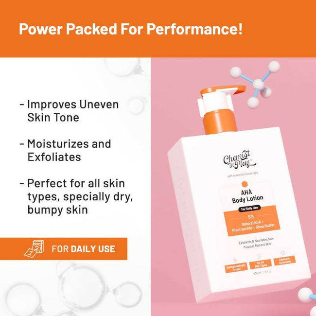 Chemist At Play AHA Body Lotion with 5% Natural AHA, Niacinamide, Shea Butter For Exfoliating Dry & Dead Skin Cells Main Image