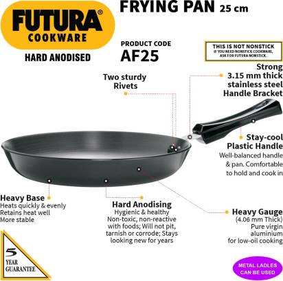 Hawkins Hard Anodised Frying Pan 25 cm Diameter 1 L (AF25)