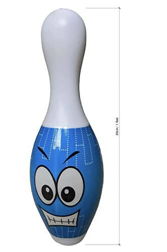 Kipa Big Size Plastic Blue Bowling Set 6 Pins 2 Balls Large Bowling Toy for Kids Multi Color with Smart Chain Carry Case