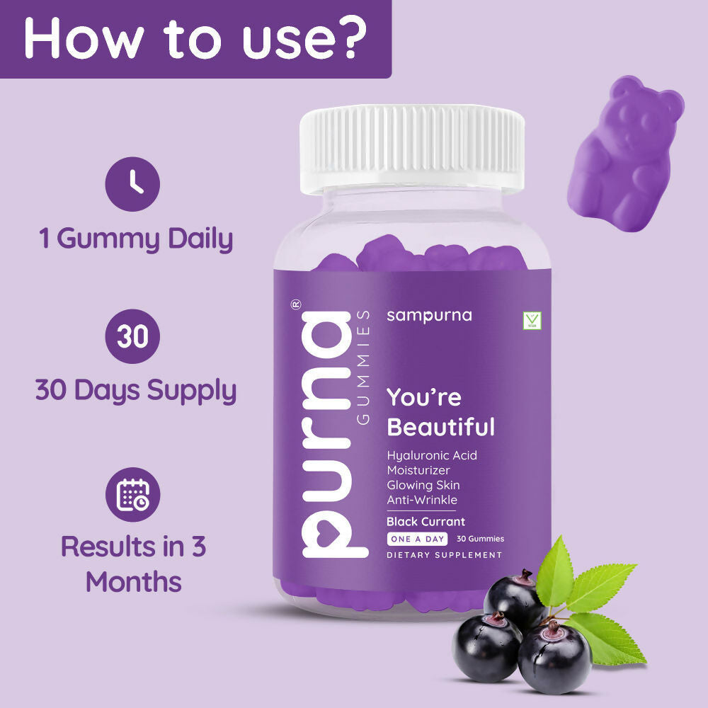 Purna Sampurna You're Beautiful Hyaluronic Acid Gummies - Black Currant