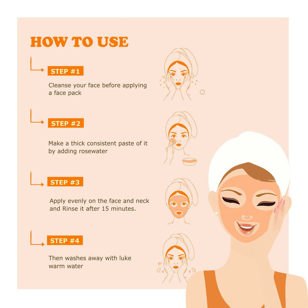 Kimayra Organic Orange + Papaya Face Pack Powder For Tan Removal, Helps In Retain Moisture & Reduce Wrinkles & Fine Lines