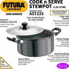 Hawkins Futura Hard Anodized Cook-n-Serve Stewpot 2.25 L with Lid (AST225)