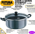 Hawkins Futura Hard Anodized Stewpot 24 cm Diameter 5 L with Lid (AST50G)