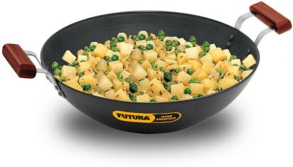 Hawkins Futura Hard Anodised Deep Fry Pan Flat Bottom Kadhai 5 L (AD50)