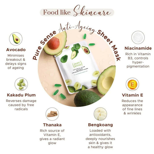 Pure Sense Youthful Glow Sheet Mask with Kakadu Plum & Avocado Main Image