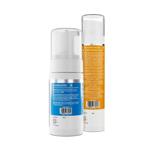 The Derma Co1% Hyaluronic Sunscreen Aqua Gel + 3% AHA+BHA Foaming Daily Face Wash Main Image