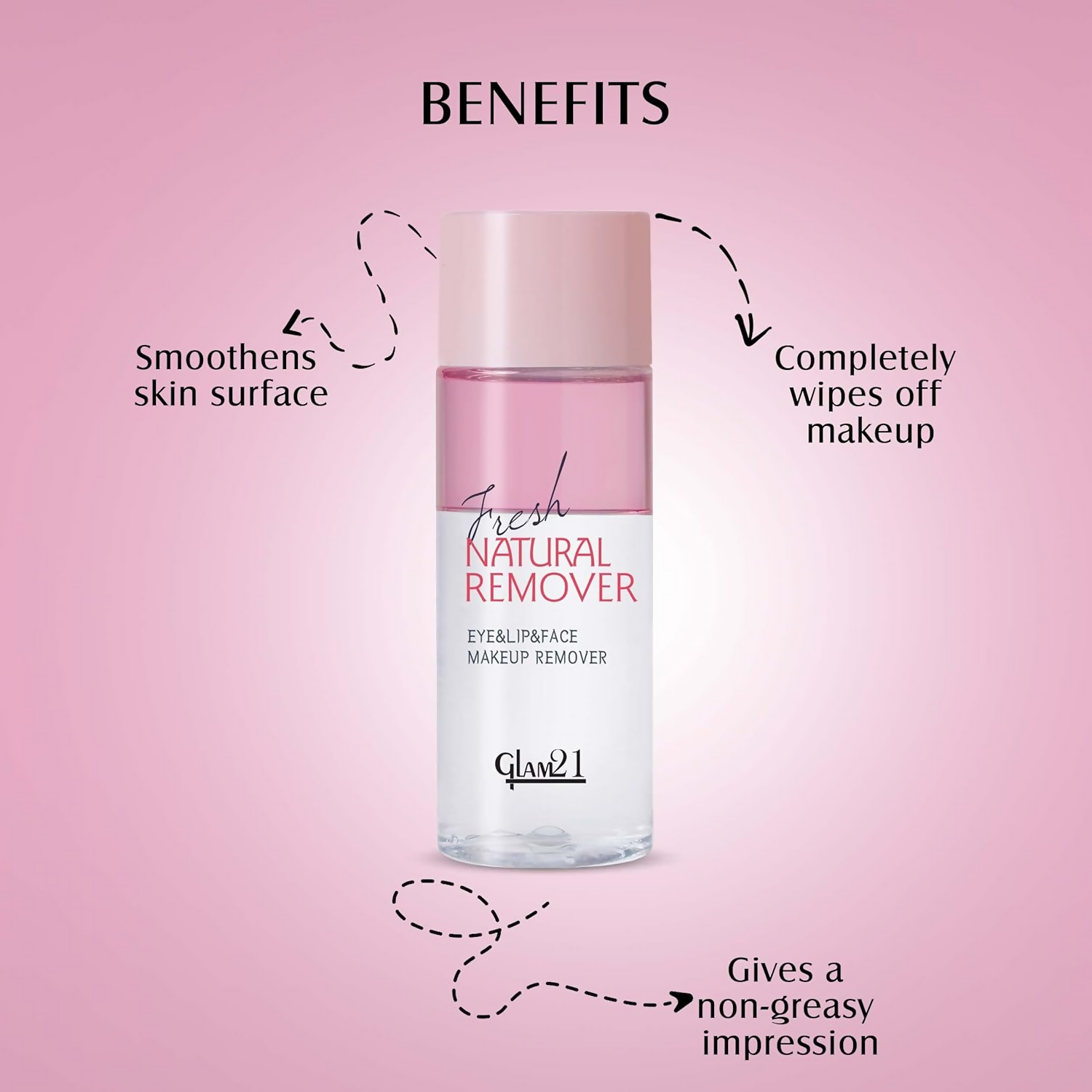 Glam21 Makeup Remover For Water-Proof & Long Lasting Makeup - Pink