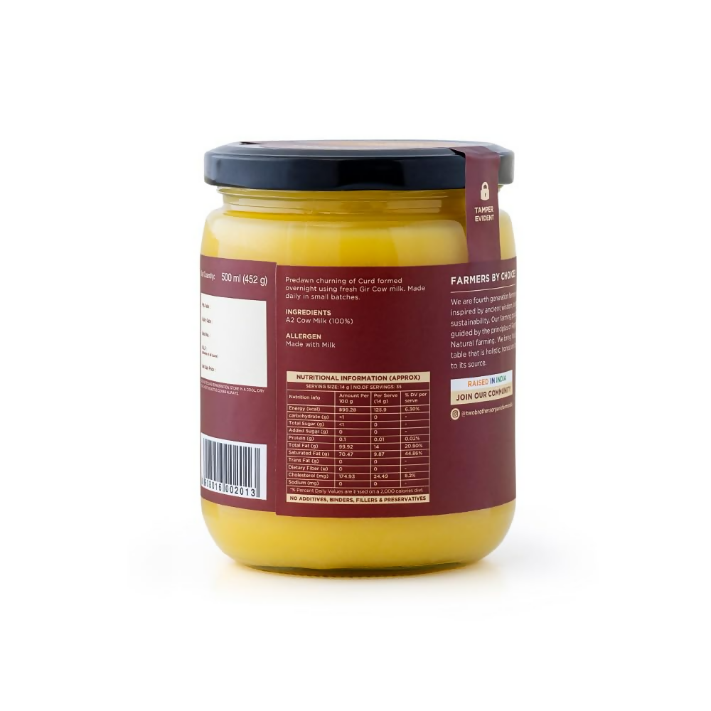 Two Brothers Organic Farms A2 Ghee Butter Organic Grass Fed From Gir Cow