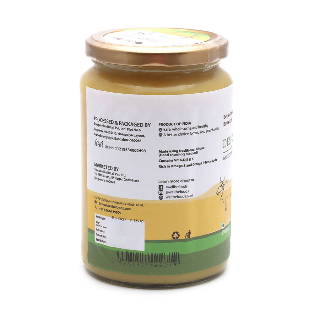 Wellbe Desi Cow Ghee | Indian Hallikar Cow Ghee | Pure A2 Ghee | Natural & Healthy | Better Choice - Better Life