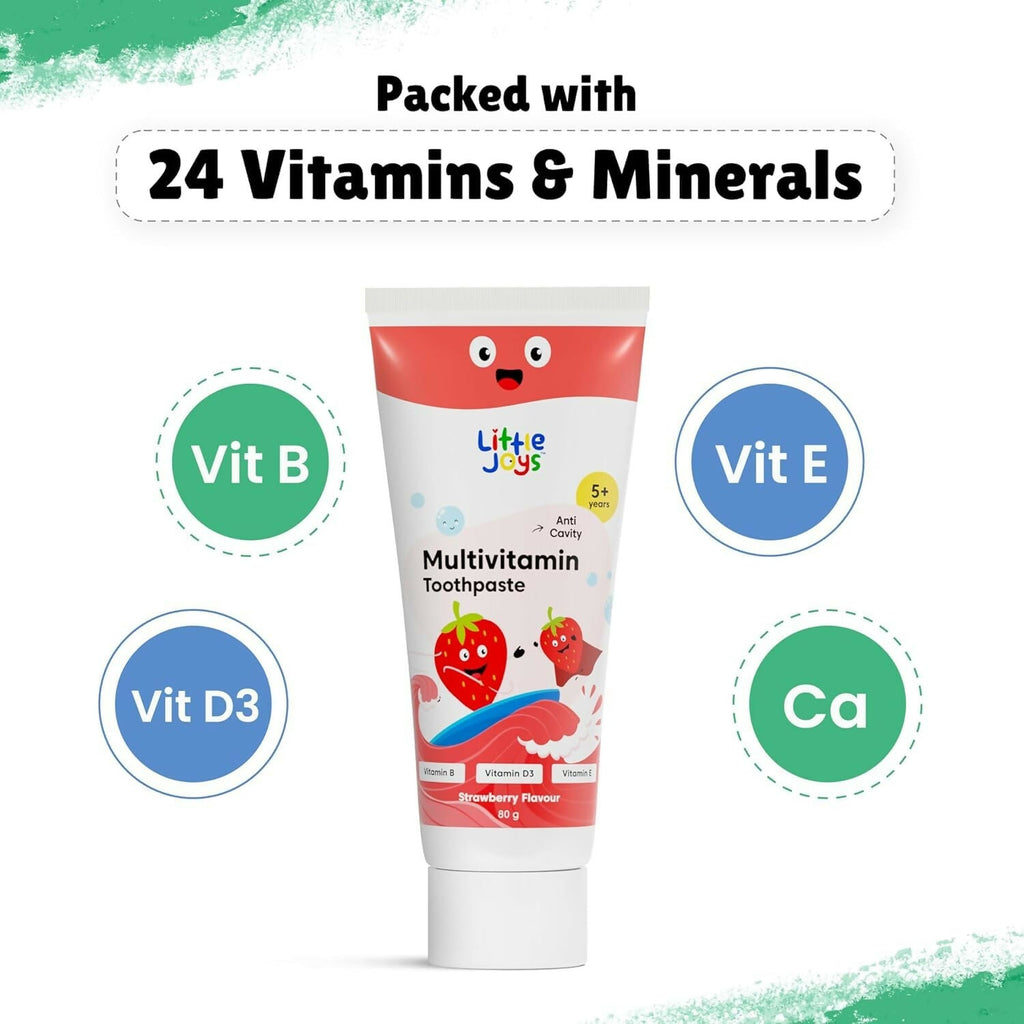 Little Joys Multivitamin Toothpaste for 5+ Years Kids, Strawberry Flavor, Fights Germs & Cavity