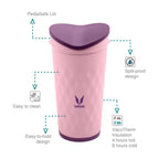Vaya Drynk Kid'S Stainless Steel Tumbler With Spill-Proof Pediasafe Lid - 350ml (Pink)