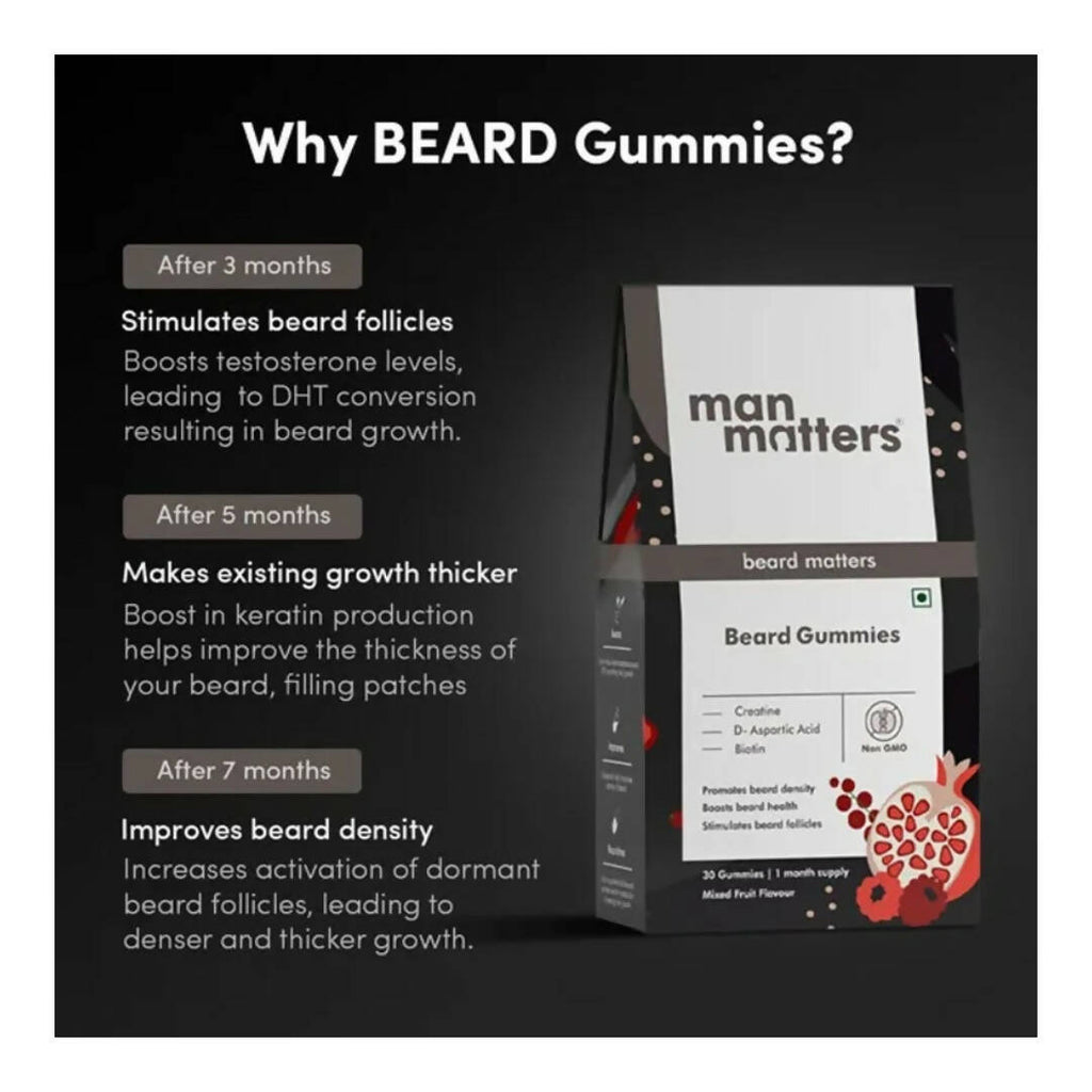 Man Matters Beard Growth Gummies, Promotes Beard Density