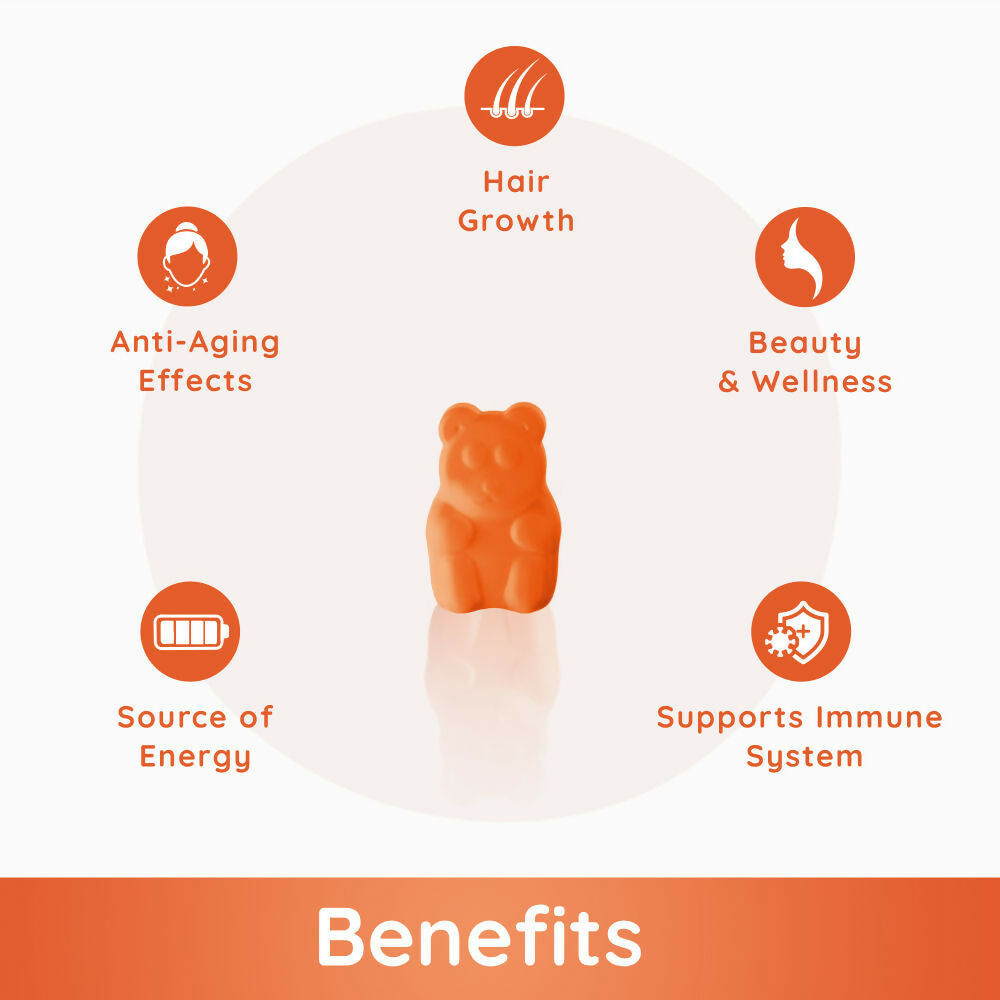 Purna Gummies Superfruits Collagen Mixed Fruit Flavour Gummies for Hair and Skin