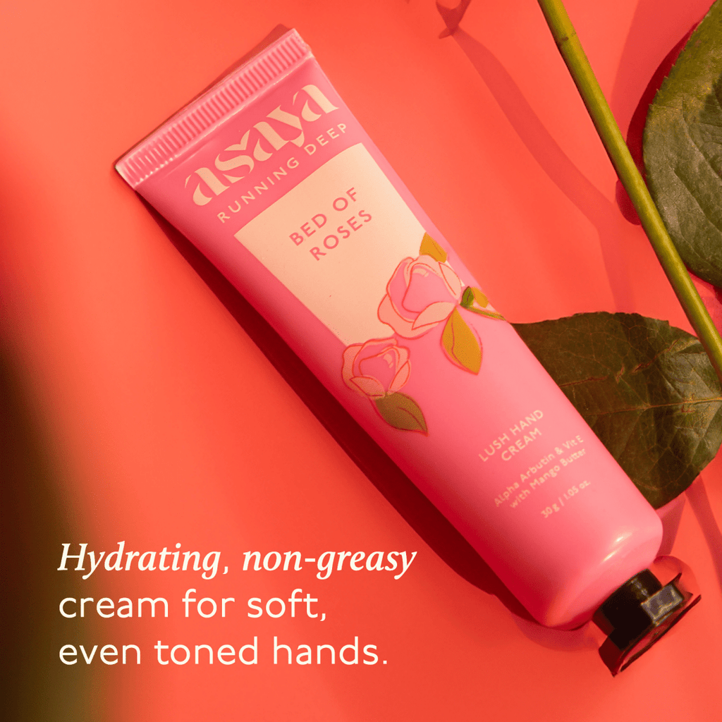 Asaya Bed of Roses Hand Cream Softens Dry, Rough Hands For Men & Women