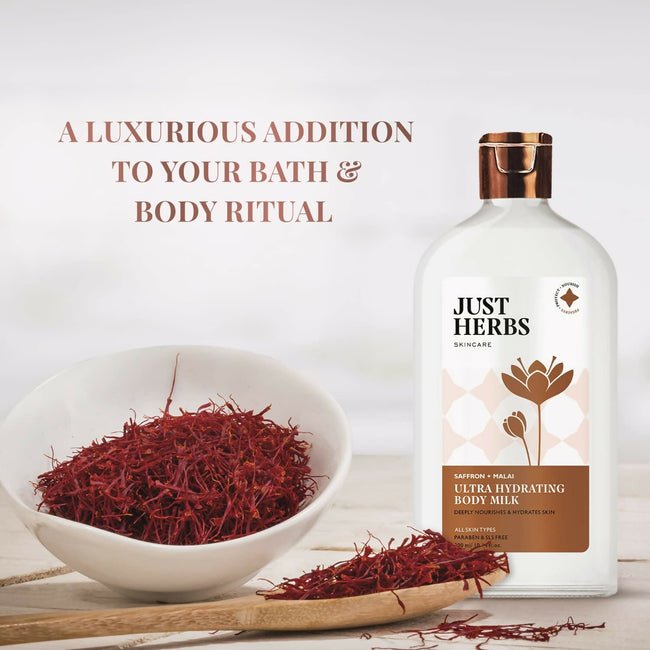 Just Herbs Saffron + Malai Nourishing Body Milk Lotion Main Image