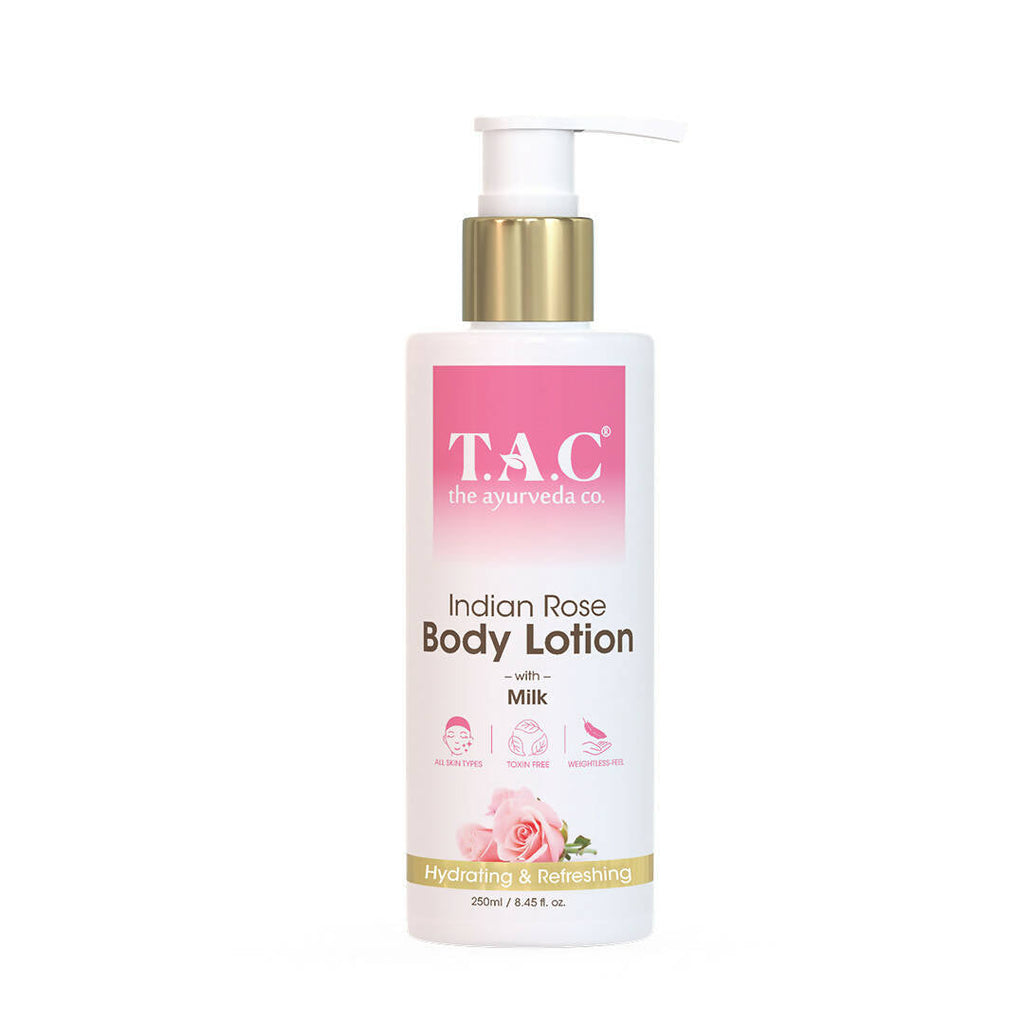 TAC - The Ayurveda Co. Indian Rose Body Lotion for Dry Skin with Milk Extract for Deep Nourishment & Moisturization