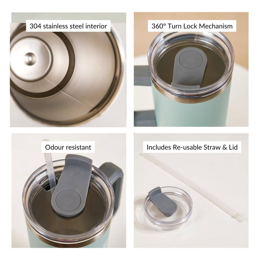 Nestasia Tumbler with Handle Straw & Lid - 1.2L (Green)