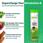 OZiva ACV Moringa For Weight Loss 3-in-1 Fat Oxidation Formula Tablets - Green Apple Flavor